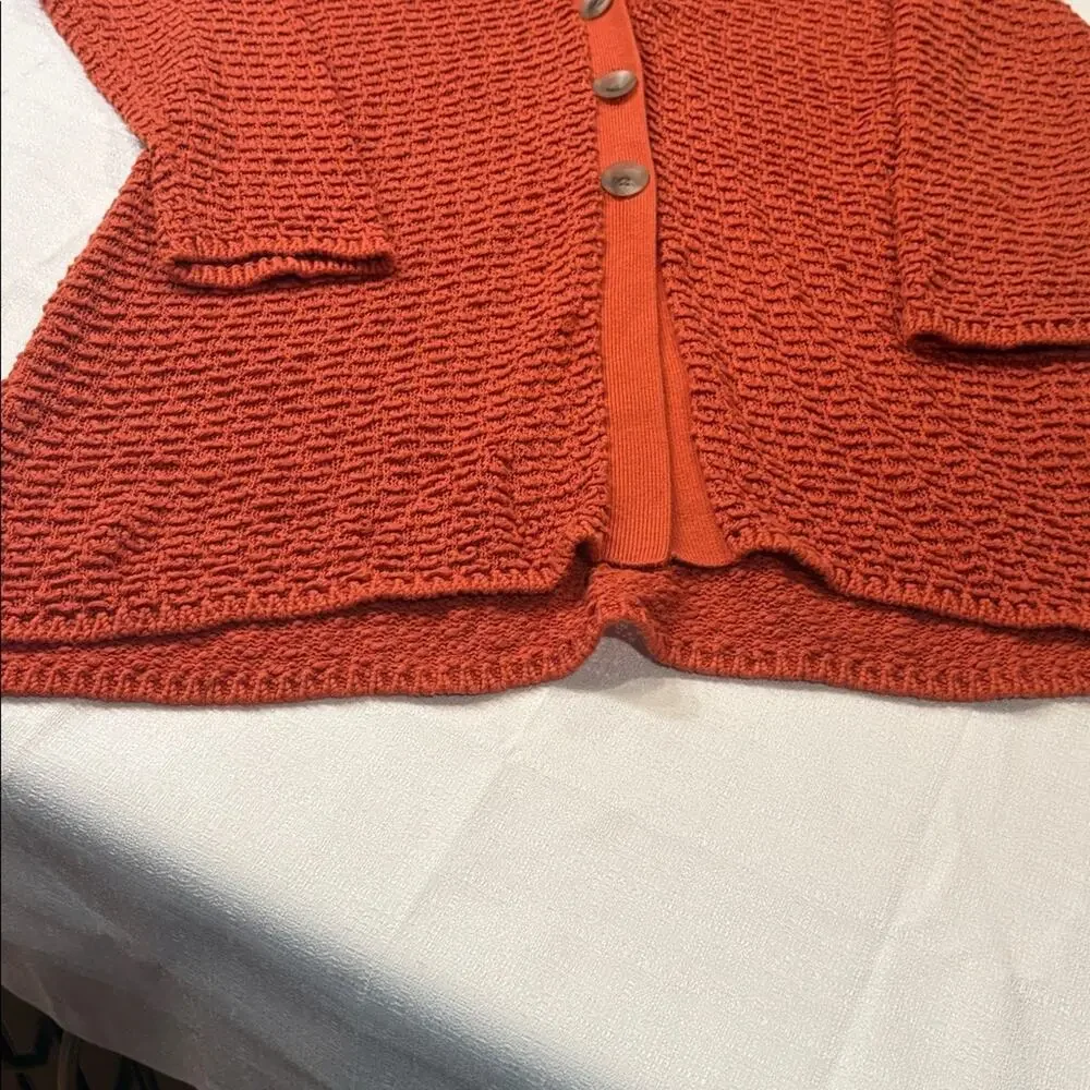 J. Jill Orange Knit Button Up Cardigan Cotton/Wool Size XL - Picture 4 of 6